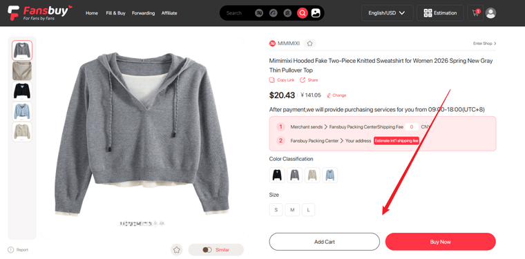 Fansbuy step 2: Submit the purchase request